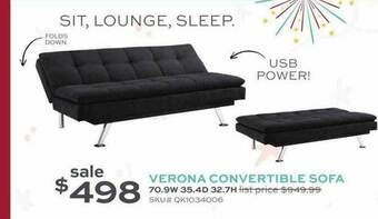 Slumberland Furniture Verona Convertible Sofa offer