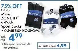 Boscov's Mens ZONE IN 6-Pack Sport Socks offer
