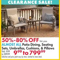 Boscov's ALMOST ALL Patio Dining, Seating Sets, Umbrellas, Cushions, & Pillows offer