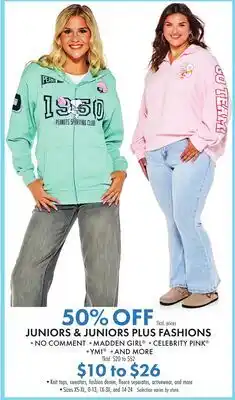 Boscov's JUNIORS & JUNIORS PLUS FASHIONS offer