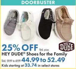 Boscov's HEY DUDE Shoes for the Family offer
