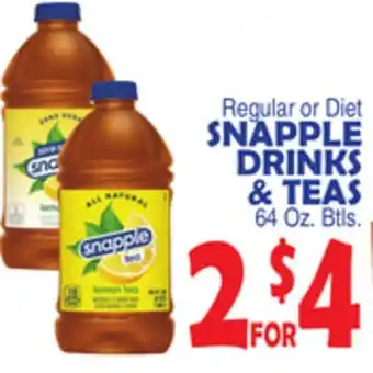 Bravo Supermarkets SNAPPLE DRINKS & TEAS offer