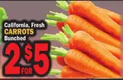 Bravo Supermarkets California, Fresh CARROTS Bunched offer