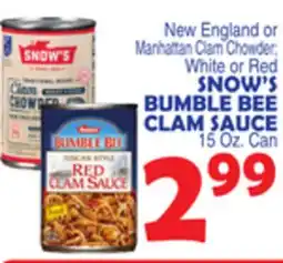 Bravo Supermarkets SNOW'S BUMBLE BEE CLAM SAUCE offer