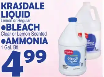 Bravo Supermarkets KRASDALE LIQUID, BLEACH, AMMONIA offer