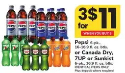 ACME Pepsi 6-pk., 16-16.9 fl. oz. btls. or Canada Dry, 7UP or Sunkist 6-pk., 16.9 fl. oz. btls offer