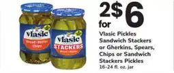 ACME Vlasic Pickles Sandwich Stackers or Gherkins, Spears, Chips or Sandwich Pickles offer