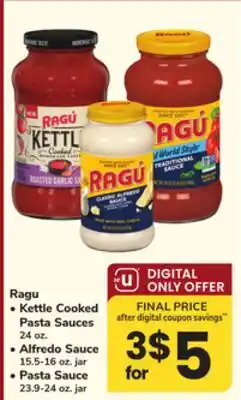 ACME Ragu Kettle Cooked Pasta Sauces 24 oz. Alfredo Sauce 15.5-16 oz. jar Pasta Sauce 23.9-24.9 oz. jar offer