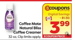 Weis Markets Coffee Mate Natural Bliss Coffee Creamer offer