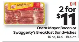 Weis Markets Oscar Mayer Bacon or Swaggerty's Breakfast Sandwiches offer