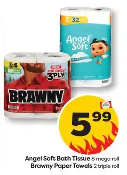 Weis Markets Angel Soft Bath Tissue 8 mega roll Brawny Paper Towels 2 triple roll offer