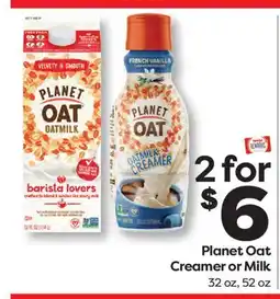 Weis Markets Planet Oat Creamer or Milk offer