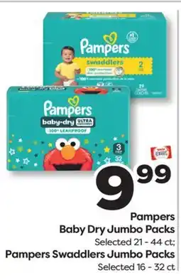 Weis Markets Pampers Baby Dry Jumbo Packs 21 - 44 ct Pampers Swaddlers Jumbo Packs 16 - 32 ct offer