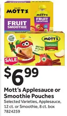 Stop&Shop Mott's Applesauce or Smoothie Pouches offer