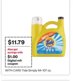 CVS Tide Simply 94-107 oz offer