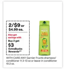 CVS ANY Garnier Fructis shampoo/conditioner 11.3-13 oz or leave-in conditioners 10.2 oz offer