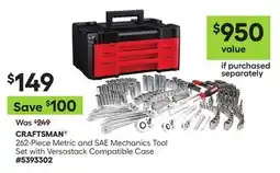 Lowe's 262-Piece Metric and SAE Mechanics Tool Set with Versastack Compatible Case offer