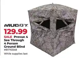 Runnings Muddy Prevue 4 See Through 4 Person Ground Blind offer