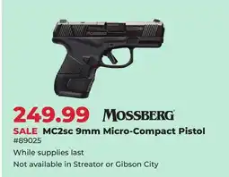 Runnings MOSSBERG MC2sc 9mm Micro-Compact Pistol offer