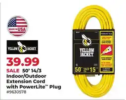 Runnings YELLOW JACKET 50' 14/3 Indoor / Outdoor Extension Cord with PowerLite Plug offer