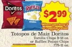Supermercado Nuestra Familia Doritos Tortilla Chips or Ruffles Potato Chips offer