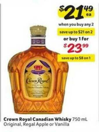 Winn Dixie Crown Royal Canadian Whisky offer