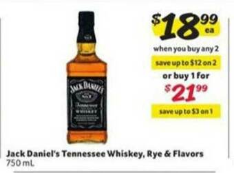 Winn Dixie Jack Daniels Tennessee Whiskey, Rye & Flavors offer