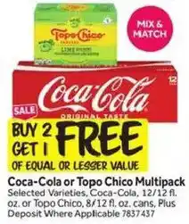 Stop&Shop Coca-Cola or Topo Chico Multipack offer
