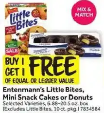 Stop&Shop Entenmann's Little Bites, Mini Snack Cakes or Donuts offer