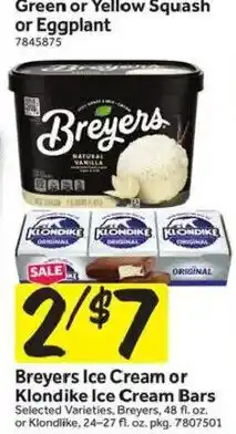 Stop&Shop Breyers Ice Cream or Klondike Ice Cream Bars offer