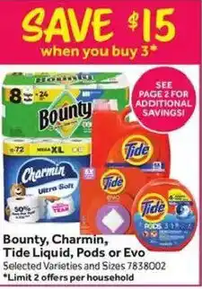 Stop&Shop Bounty, Charmin, Tide Liquid, Pods or Evo offer