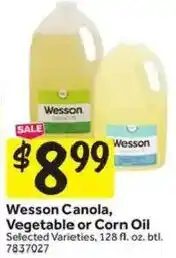 Stop&Shop Wesson Canola, Vegetable or Corn Oil offer