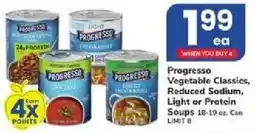 ACME Progresso Vegetable Classics, Reduced Sodium, Light or Protein Soups offer