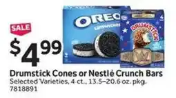 Stop&Shop Drumstick Cones or Nestlé Crunch Bars offer
