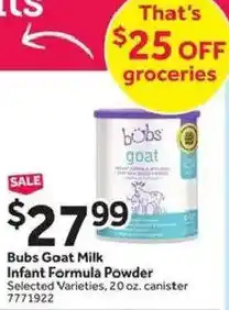 Stop&Shop Bubs Goat Milk Infant Formula Powder offer