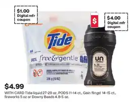 CVS Tide liquid, Gain flings or Downy Beads offer