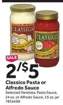 Stop&Shop Classico pasta or alfredo sauce offer