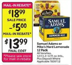Stop&Shop Samuel Adams or Mike's Hard Lemonade offer