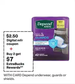 CVS Depend underwear, guards or shields. offer