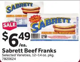 Stop&Shop Sabrett Beef Franks offer