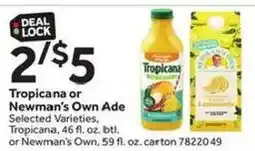 Stop&Shop Tropicana or Newman's Own Ade offer