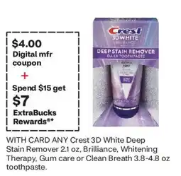 CVS Crest 3D White Deep Stain Remover toothpaste offer