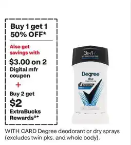 CVS Degree deodorant or dry sprays offer