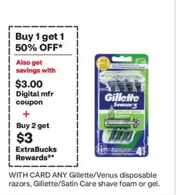 CVS Gillette/Venus disposable razors, Gillette/Satin Care shave foam or gel offer