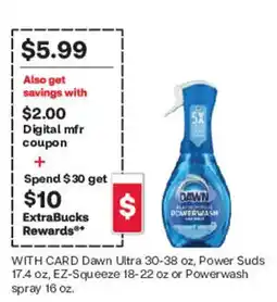 CVS Dawn Ultra Power Suds or Powerwash spray offer