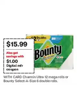 CVS Bounty Charmin Ultra 12 mega rolls or Bounty Select-A-Size 6 double rolls offer