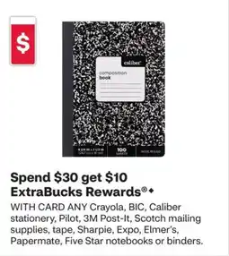 CVS Crayola, BIC, Caliber stationery, Pilot, 3M Post-It, Scotch mailing supplies, tape, Sharpie, Expo, Elmer's, Papermate, Five S offer