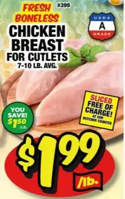 Western Beef FRESH BONELESS CHICKEN BREAST FOR CUTLETS offer