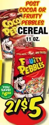Western Beef POST COCOA OR FRUITY PEBBLES CEREAL offer
