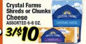Western Beef Crystal Farms Shreds or Chunks Cheese offer